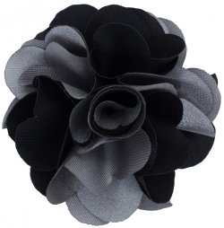 Classico Italiano Black / Grey Silk Flower Lapel Pin LP32