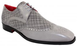 Emilio Franco 187 Grey Genuine Calf / Suede Leather Print Shoes.