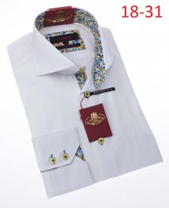Axxess White 100% Cotton Modern Fit Dress Shirt 18-31.