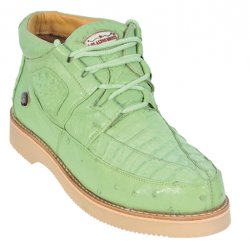 Los Altos Pistachio Green Genuine Crocodile / Ostrich Casual Shoes ZA050221