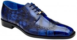 Belvedere "Santo" Antique Blue Genuine American Alligator Wingtip Derby Shoes R70.