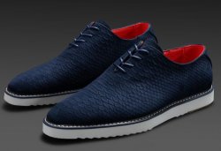 Tayno "Wager" Navy Blue Python Embossed Vegan Suede Oxford Sneakers