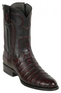 Los Altos Black Cherry Genuine Caiman Belly Round Roper Toe With Zipper Style Cowboy Boots 69Z8218