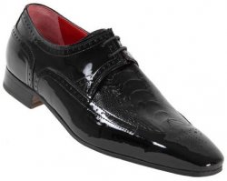 Mauri 4100 Black Genuine Ostrich/Patent Leather Shoes