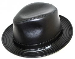 Winner Caps Black 100% Leather Fedora Dress Hat