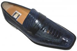 David Eden "Dorina" Navy Blue Genuine All-Over Ostrich Shoes