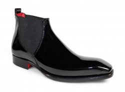 Emilio Franco "Leonardo" Black Genuine Italian Patent Leather Ankle Boots.