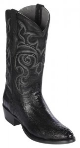 Los Altos Black Genuine Ostrich Leg Round Toe Cowboy Boots 650505