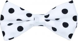 Classico Italiano White With Black Polka Dots 100% Silk Bow Tie / Hanky Set