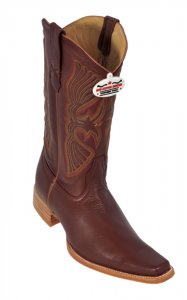 Los Altos Brown Genuine All-Over Deer Skin Square Toe Cowboy Boots 718307