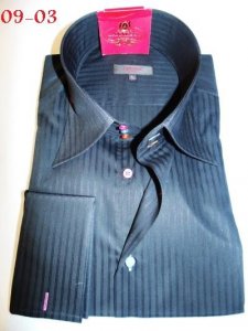 Axxess Blue Shadow Stripes Handpick Stitching 100% Cotton Dress Shirt 09-03