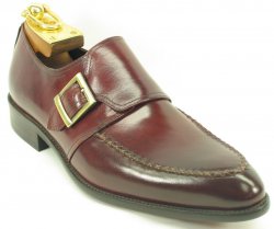 Carrucci Burgundy Genuine Calf Skin Leather Loafer With Buckle KS479-602.