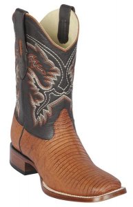 Los Altos Honey Genuine Teju Lizard Wide Square Toe Cowboy Boots 8220751