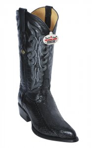 Los Altos Black Genuine All-Over Cobra J-Toe Cowboy Boots 996505