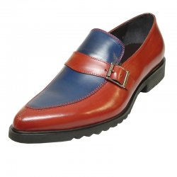 Fiesso Blue / Red Genuine Leather With Monk Strap FI3247.