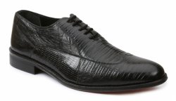Giorgio Brutini "Melby" Black Wing Tip Lizard Print Shoes 21007