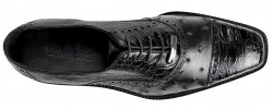 Belvedere Onesto II Black Genuine Ostrich / Crocodile Shoes 1419.