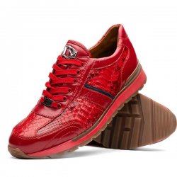 Marco Di Milano ''Brescia'' Red Genuine Python and Calfskin Fashion Sneakers