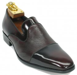 Carrucci Burgundy Genuine Deer / Calf Skin Leather Loafer Shoes KS2240-05.
