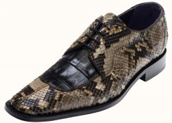 David X "Brian" Black/Matte Natural Genuine Crocodile/Python Shoes