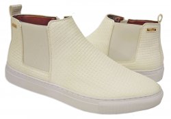 Tayno "Calt" Ice White Woven Vegan Leather Chelsea Sneaker Boots