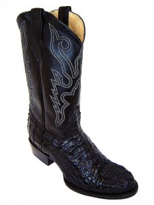 Pecos Bill Black All-Over Hornback Crocodile Head Boots