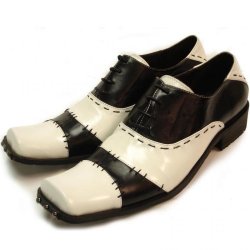Fiesso White / Black Genuine Wrinkled Leather Shoes FI8130.