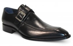 Duca Di Matiste "Garda" Black Genuine Italian Calf Leather Monk Strap Dress Shoes.