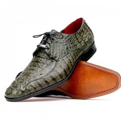 Marco Di Milano ''Apricena'' Green Genuine Caiman Crocodile Dress Derby's Sneakers