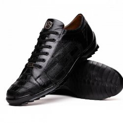 Marco Di Milano ''Bari'' Black Genuine Lizard Fashion Sneakers