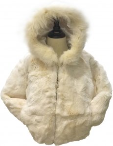 Winter Fur Kids' Ivory Genuine Rex Rabbit Jacket K18R02IV.