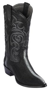 Los Altos Black Genuine Full Rowstone Stingray Snip Toe Cowboy Boots 991105