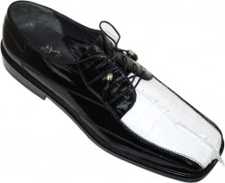 Romano "Lucas" Black/White Genuine Crocodile Tail/Eel Shoes