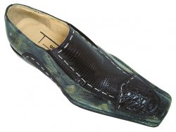 Tucci by Romano "Pecos" Black Hornback Crocodile/Lizard Shoes