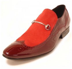 Encore By Fiesso Red Genuine Leather Loafer Shoes With Bracelet FI3194