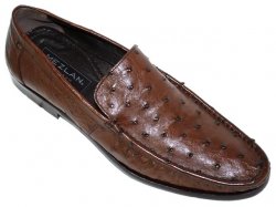 Mezlan "Cannes" Tabac All-Over Genuine Ostrich Shoes