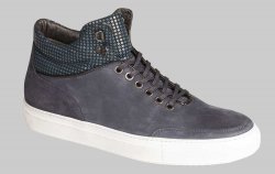 Bacco Bucci "Abati" Blue Genuine Old English Suede With Calfskin Hi-Top Sneakers 6181-36.