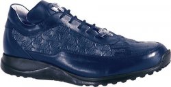 Mauri "King" 8900/2 Wonder Blue Genuine Embossed Nappa / Baby Crocodile Sneakers With Silver Alligator Head.