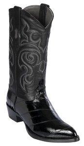 Los Altos Black Genuine Eel SKin J Toe Cowboy Boots 990805