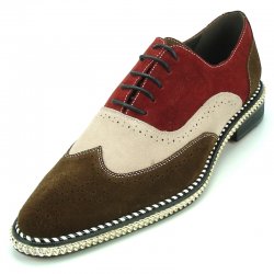 Fiesso Brown / Beige / Burgundy Leather Lace-Up Shoes FI7200.