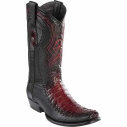 Wild West Faded Burgundy Genuine Caiman Belly Dubai Toe Cowboy Boots 279F8243