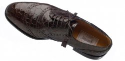Ferrini 3673/133 Chocolate Genuine Alligator Lace Up Wing Tip Shoes.