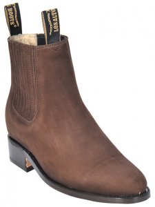 Los Altos Men's Tabacco Genuine Suede Charro Leather Work Short Boots w/ Welt Stitching 626359