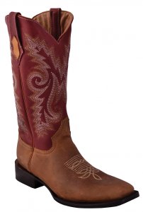Ferrini 12193-39 Distressed Brown Genuine Leather S-Toe Cowboy Boots.