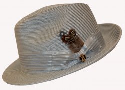 Bruno Capelo Silver Grey Fedora Braided Straw Hat BC-613