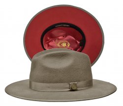 Bruno Capelo Grey / Red Bottom Australian Wool Flat Brim Fedora Hat MO-206
