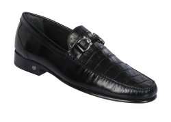 Lombardy Black Genuine Crocodile / Leather Horsebit Loafer Shoes ZLA058205.