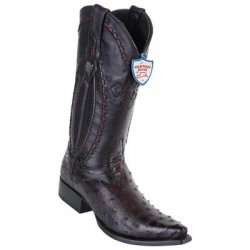 Wild West Black Cherry Genuine Full Quill Ostrich Snip Toe Cowboy Boots 2940318