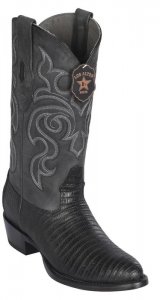 Los Altos Black Genuine Teju Lizard Round Toe Cowboy Boots 65G0705
