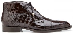 Belvedere "Stefano" Chocolate Genuine All Over Alligator Lace-up Ankle Boots R17.